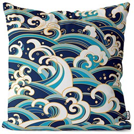 VOID Gold Wave Cushion Cover Polyester Waterproof Outdoor Indoor Cushion Size: 80 x 80 cm