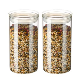 ZENS 74 fl.oz Glass Storage Containers with Airtight Lids, 2 Set 4.7in Wide Mouth Clear Food Storage Jars for Kithen Pantry Baking Flour, Clear Glass Canisters Sets for Pasta, Coffee Beans, Rice