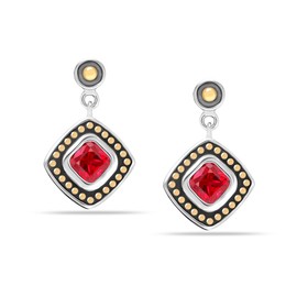 LeCalla 925 Sterling Silver Two-Tone Caviar Beaded Garnet Stud Earrings for Women Teen