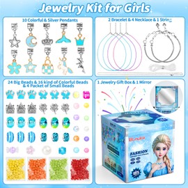 BLmukce Charm Bracelet Making Kit for Girls Ages 8-12, DIY Jewelry Making Kit & Craft Set with Beads, Charms & Necklace Kit Birthday Christmas Gift for Kids 4-6 7 8 Years Old Girl