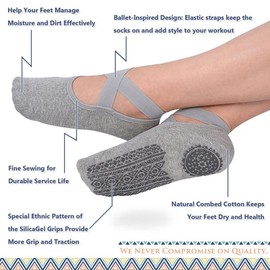 Calcetines de Yoga Antideslizantes para Mujer,con Empuñaduras,Pilates, Barra pura,Ballet, Danza,Ejercicio Interior Fitness, Entrenamiento descalzo 3 Pares (Negro, Gris, Rojo)