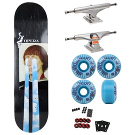 Opera Professional Complete Skateboard Jack Familton Drama 7.8" x 31.25" with Independent Trucks, Triclops Wheels, ABEC 5 Bearings, Hardware, and Griptape - Ready to Assemble