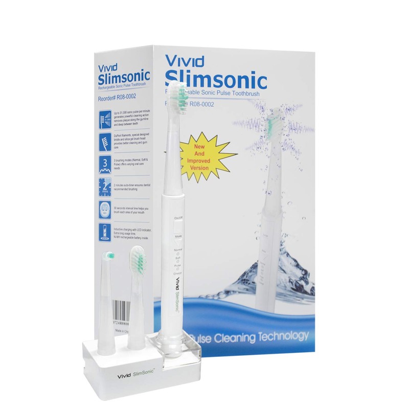 Rechargeable Sonic Pulse Interdental Electric Toothbrush – Slim, Regular Heads
