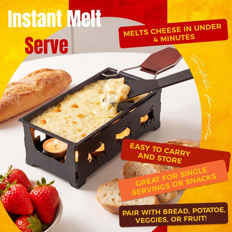 Mini Swiss Raclette Cheese Melter Set for 1-2 People