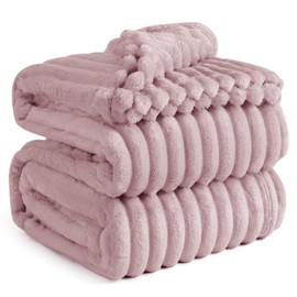 Bedsure Pink Fleece Blanket for Couch - GentleSoft Cozy Soft Blankets for Women, Cute Small Throws for Girls, 108x90 Inches