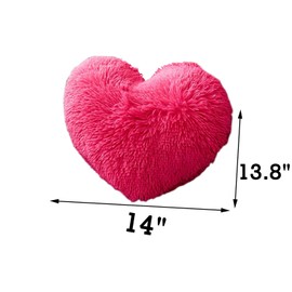 MorroMorn Fluffy Heart Throw Pillows, Shaggy Decorative Pillow for Sofa Couch Bed, Cute Room Decor Decorations for Women Girls Kids (Hot Pink)