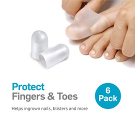 NatraCure Gel Toe Cap and Finger Protector - 6 PACK - (Size: Small/Medium) - Helps Cushion and Reduce Pain from Corns, Blisters, Hammer Toes, and Ingrown Nails