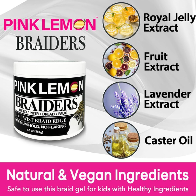PINK LEMON Braiders - Maximum Hold, No Flaking, Long Lasting