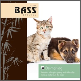 Bass Brushes | De-Matting Pet Brush Alloy Pin | Pure Bamboo Handle | Slicker Style | Striped Finish | Model A23-SB