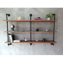 HDDFER Floating Shelves for Wall Bookshelf Industrial Pipe Shelving Shelves Natural Wood Planks 60 inch Rustic Wall Shelves Hanging Bookshelves Farmhouse Kitchen Shelving