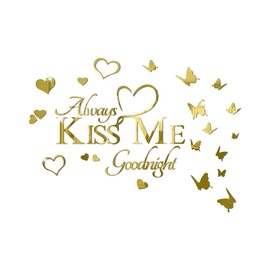 INCAUCA Always Kiss Me Goodnight Wall Stickers Peel and Stick Wall Stickers Bedroom Decorative Romantic Couples Love Wall Words and Quotes Words Over Bed