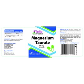 Magnesium Taurate 2000mg Per Serving 120 Vegan Capsules, 3rd Party Lab Tested, No Fillers or Bulkers