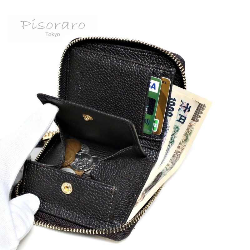 Pisoraro Harako Holstein Print Round Zip Mini Wallet PR242 Holstein,