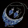 2pcs Luxurious Retro Style Blue Crystal Flower Necklace and Earrings