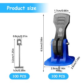 100 Piece Tile Levelling System Laying Aid 2 mm, Blue Reusable Pull Tabs Tile Levelling System Set, Leveling Tile Levelling Set, Tile Leveling System