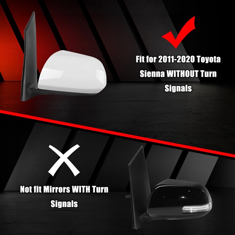 White Left Driver Side Replacement Mirror Cover Caps for 2011-2019