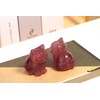 QINJIEJIE Strawberry Quartz Crystal Cat Figurines - Carved Stone Healing