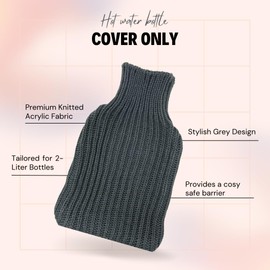 Grey Soft Cuddly Knitted Hot Water Bottle (Cover Only)