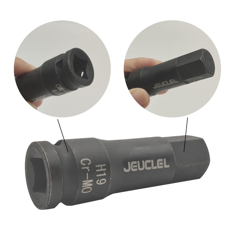 JEUCLEL 19mm Hex Impact Bit Socket, H19 1/2-Inch Impact Drive