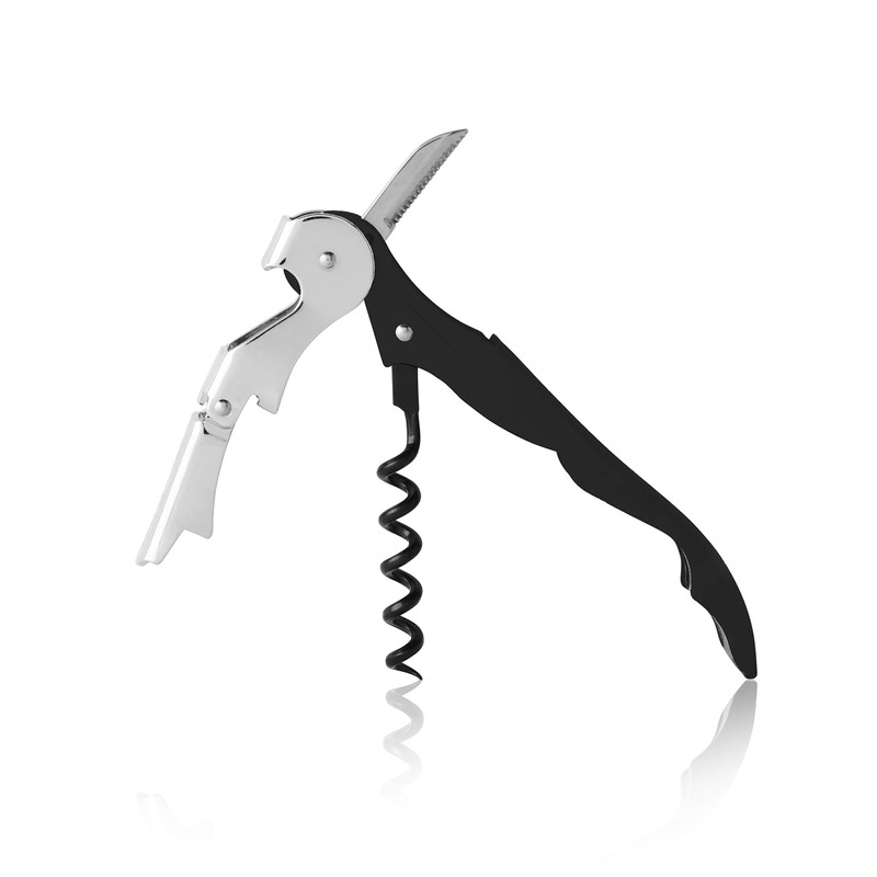 "True SS-TRU-4351 Truetap Soft Touch Double Hinged Corkscrew.5"" Black", 0.75x4.75x1