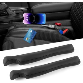Relleno de espacio para asiento de coche, paquete de 2 topes universales de piel para coche, camión, SUV para bloquear el espacio entre el asiento y el organizador de la consola para evitar que las