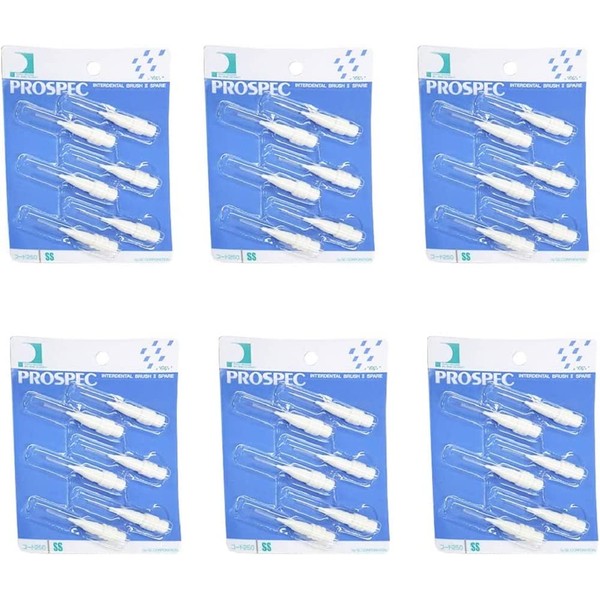 Prospex Teeth Brushes, 2 Spare, 6 Brushes x 6 Pack, SS, White