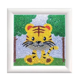 Diamond Painting Set, Tiger and Accessories, Craft Kit for Painting with Rhinestones, for Children from 5 Years