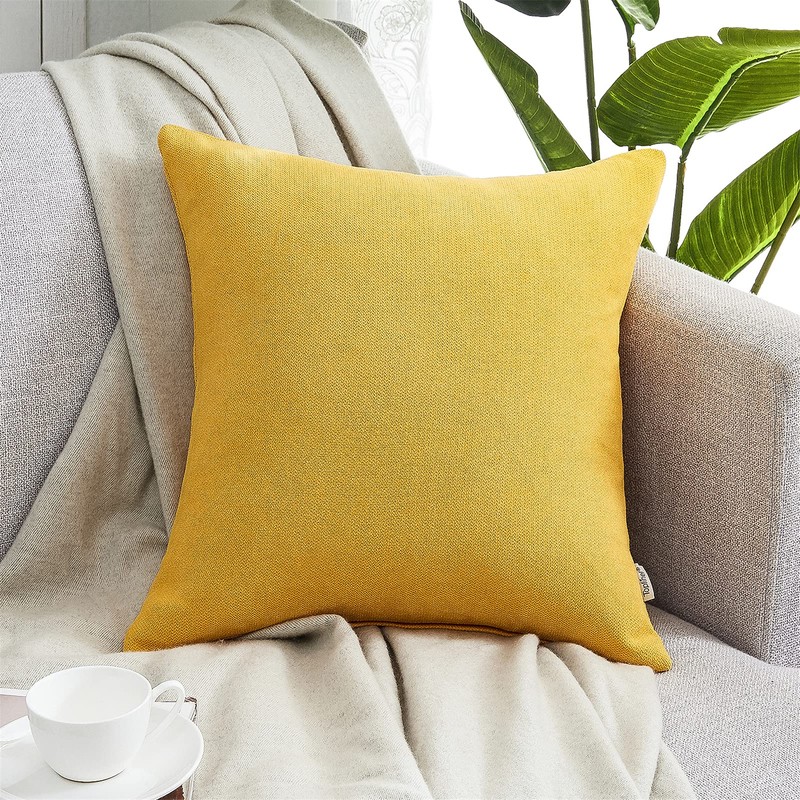 Topfinel Set of 2 Plain Cushion Covers, Decorative Chenille Cushion