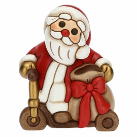 THUN - Christmas 2022 - Santa Claus on scooter made of ceramic decorated by hand - Christmas gift idea 2022 - 8 x 6 x 10.5 cm h