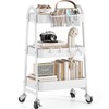 KINGRACK 3 Tier Metal Utility Rolling Cart, Rolling Storage Organizer,