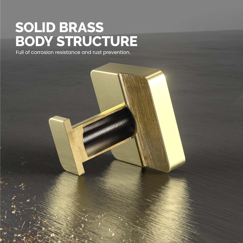 KIBI Blaze Bathroom Towel Hook – Brushed Gold Wall Mounted