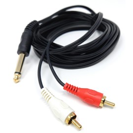 DRUT 5m 6.35mm Mono Jack Plug to 2 x RCA Phono Plugs Screened Audio Cable Adapter Gold Contacts OFC 16.5ft