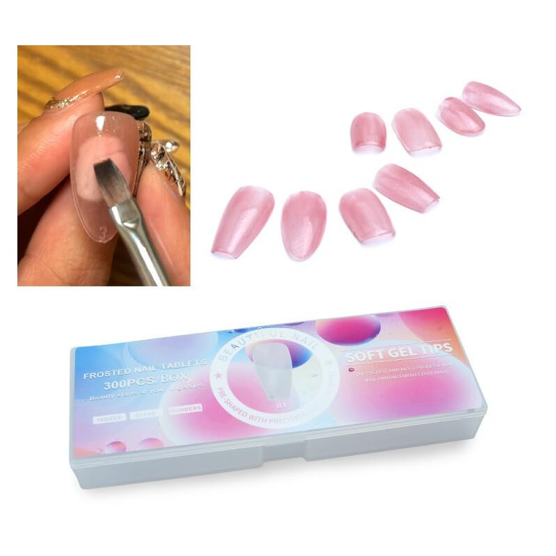 prendre PR-NAIL24C-05 Nail Tips, Clear, 300 Pieces, Matte, Transparent, 15