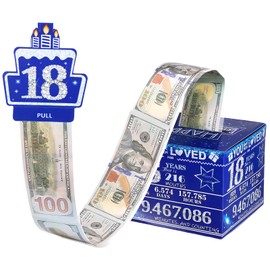 18 Happy Birthday Money Box for Cash Gifts,18th Birthday Decorations,18th Money Pull Box for Cash Gifts for 18 Year Old Boys Girls,A Fun Present Way,Blue with 50pcs Bags