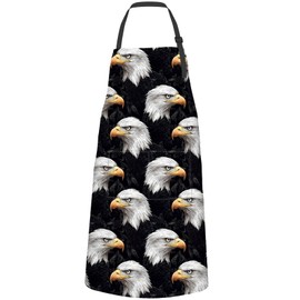 cromcu Bald Eagle Apron for Adult,Oxford Fabric Cooking Kitchen Adjustable Waterproof Heat Insulation Aprons with 2 Pockets,Ideal Gifts for BBQ,Baking,Housewarming,Chef,Coffee House,Shop,28x33in