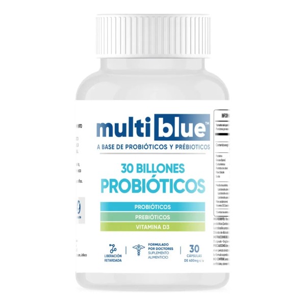 Multiblue 30 Billones De Probioticos, Prebioticos 30caps Sabor Sin Sabor