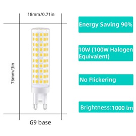 hekmazon G9 Led Light Bulb 10W 100W Halogen Equivalent 1000lm Daylight White 6000K Pack of 4