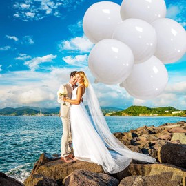 Balloons White, Pack of 6 22 Inch Metallic White Foil Balloons, Wedding Balloons, Large Balloons, White, for Engagement, Wedding, Birthday, Baby Shower, Valentine's Day Party Decoration