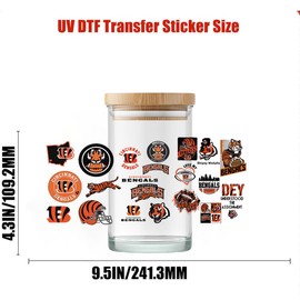 4PCS Cup Wraps USA Football UV DTF Cups Stickers Decals Waterproof AFC Rub on Transfers Vinyl Super Bowl Stickers for Glass Cups Fridge Wall Furniture Car DIY Craft(Bengal)