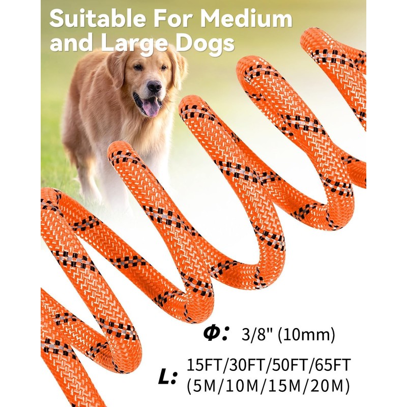 Joytale Long Leash for Dog with Removable Padded Handle, Heavy
