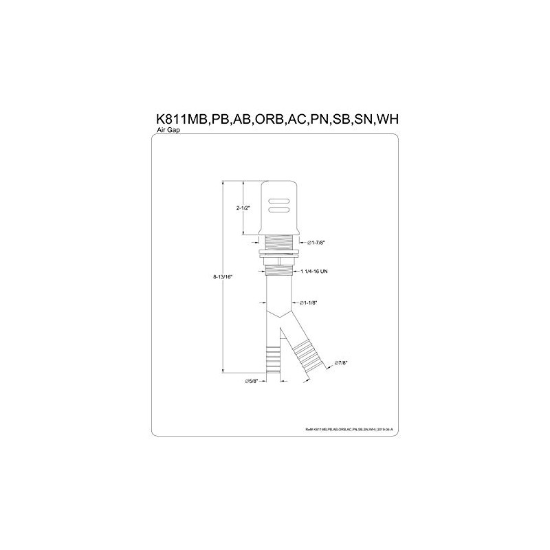 Kingston Brass K811WH Trimscape Air Gap for Dish Washer, White