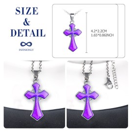 INFINIONLY Classic Cross Necklace Pendants, Stainless Steel Necklaces for Women and Men, Creative Jewellery, Pendant's Colour Changes with Temperature