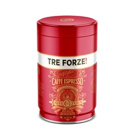TRE FORZE! Espresso Caffè 250 g in High-Quality Tin - Espresso Beans Traditional Roasting Over Olive Wood Fire Handmade - Premium Coffee Beans for Fully Automatic and Portafilter