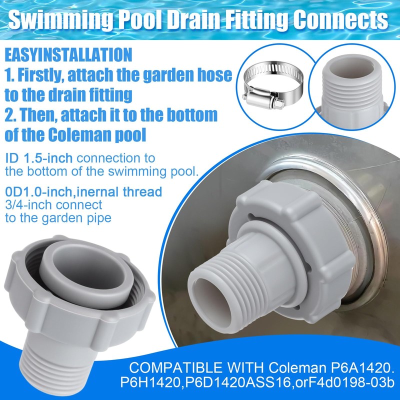 Tujoe P6H1158 Replacement Drain Valve Cap Plastic Swimming Pool Drain