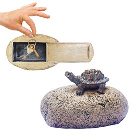 Hide-a-Key Outside Fake Rock, Outdoor Spare Key Holder- Looks & Feels like Real Stone Hidden Storage- Safe for Outdoor Garden or Yard, Hidden Safe Fake Stone (TURTLE)