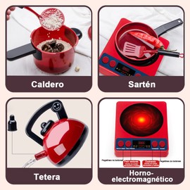 61 Piezas Cocina de Juguetes para Niñas Juego de Jguetes de Cocina con Platos coloridos, Regalos para Aprendizaje de Educación Temprana, Juego Trastes con Mini Olla y Comidas para Niños de 3+ Años
