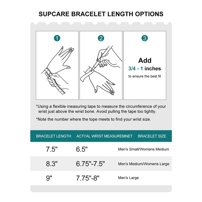 Supcare Black Mens Bracelet Always Remember 12mm Width 7.5 Inches