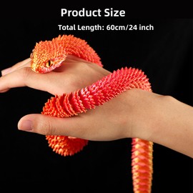 Myqiqi Große 3D gedruckte Schlange (24-Zoll), große 3D gedruckte Tiere Spielzeug – Flexible gelenkte Schlange Tier Fidget Spielzeug für Haus und Büro Executive Desks Dekor
