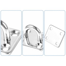 KOMUNJ 4 Pieces Eye Plate Stainless Steel Deck Plate Eye Plates, Stainless Steel Wall Mounting Eyelet Plate Ceiling Hook Eyelet Plate Hook for Boat Hanging Chair Awning