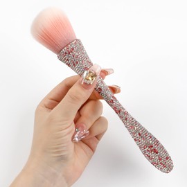 heemeei Nail Dust Brush with Shiny Rhinestones, Fluffy Nail Duster Brush for Acrylic Nails Powder Remover, Dust Brush for Nails, Rhinestone Dust Brush, Acrylic Cleaning Brush Acrylic Nail Tools